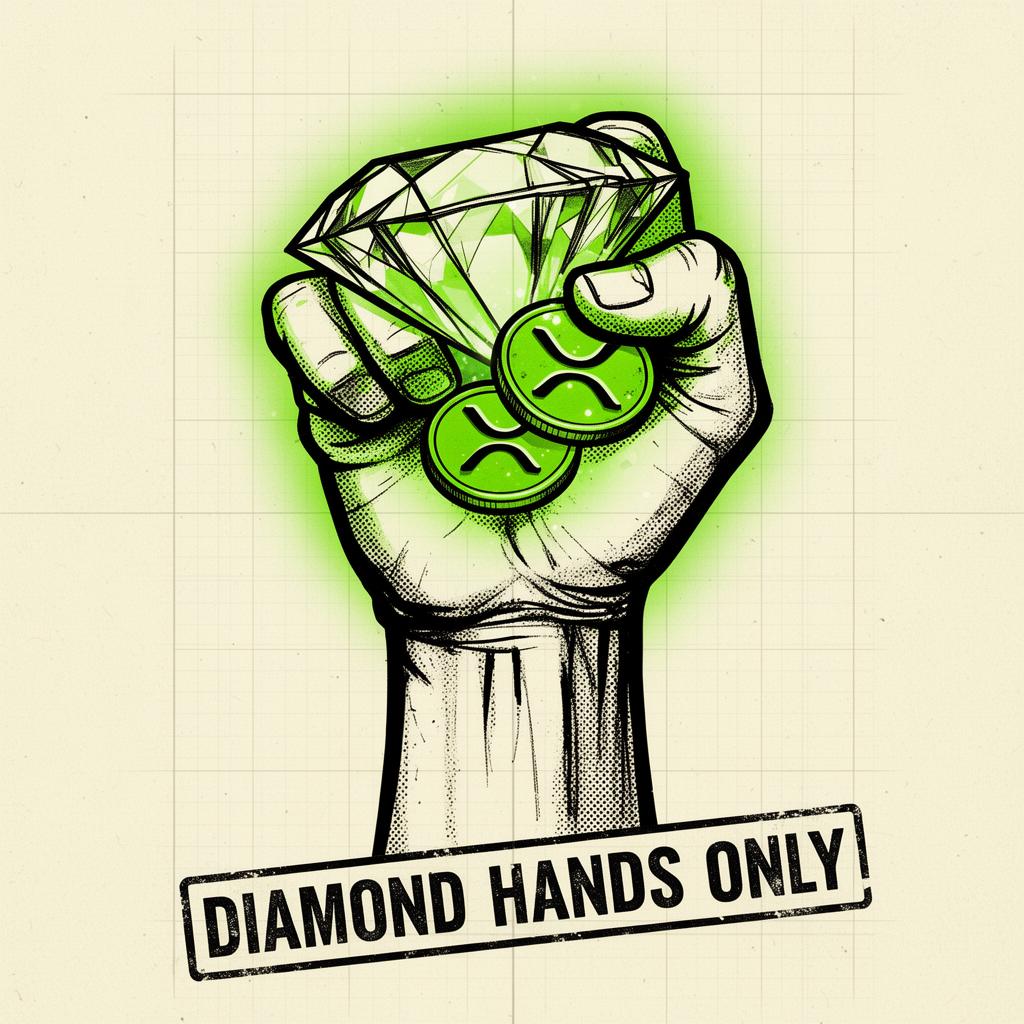 Diamond hands holding XRP coins